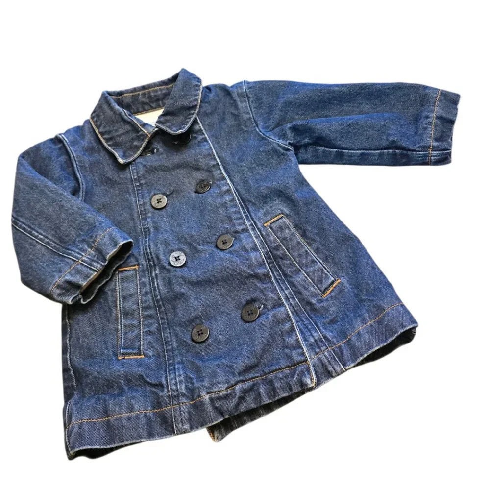 BABY GAP Denm Double Breasted Pea Coat sz 18-24m